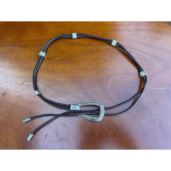 Vintage Brighton Western Braided leather Rope Belt Silver Toned Horseshoe Buckle - Picture 1 of 5